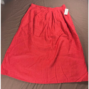 Vintage Christine David Red A-Line Skirt Size 12P NWT Button Zip Closure